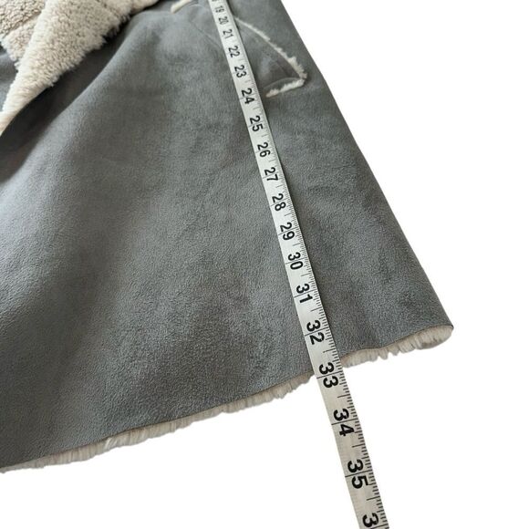 Stradivarius Penny Lane Style Sherpa Faux Suede Knit Open Cardigan, Small - Picture 9 of 10